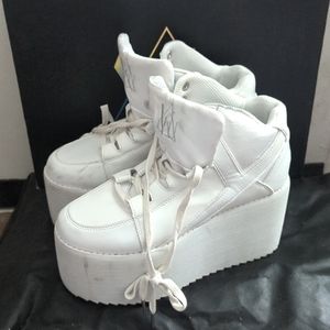 YRU White Platform Sneakers Qozmo Hi